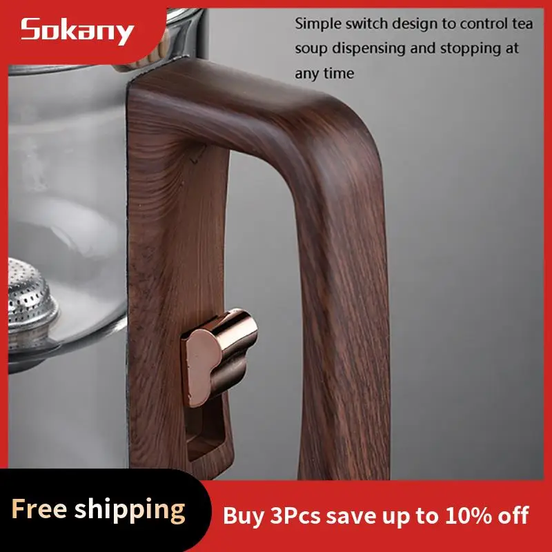 A59E-720ML Glazen Theepot Waterscheiding Binnencontainer Eén Klik Magnetische Schakelaar Theefiltratie Theepot Houten Handvat Cup Set