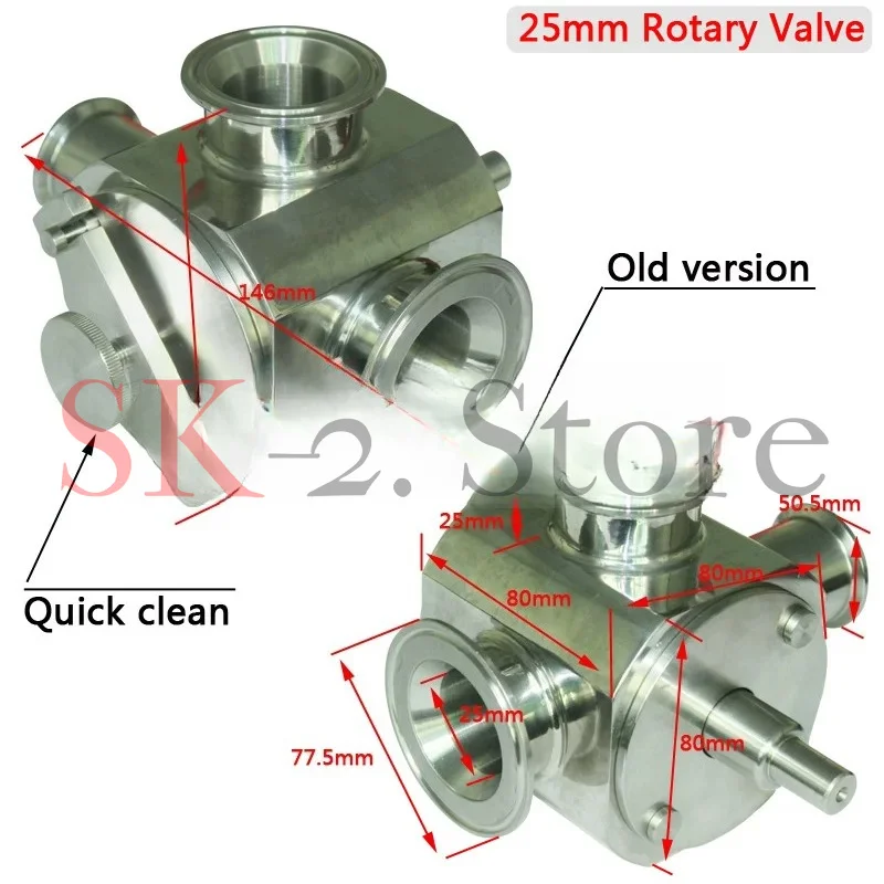 Paste Filling Machine Rotary Valve, Pneumatic, Three-way Rotary Valve, Pneumatic Fluid Food Sanitary Pipe Valve Fittings 304
