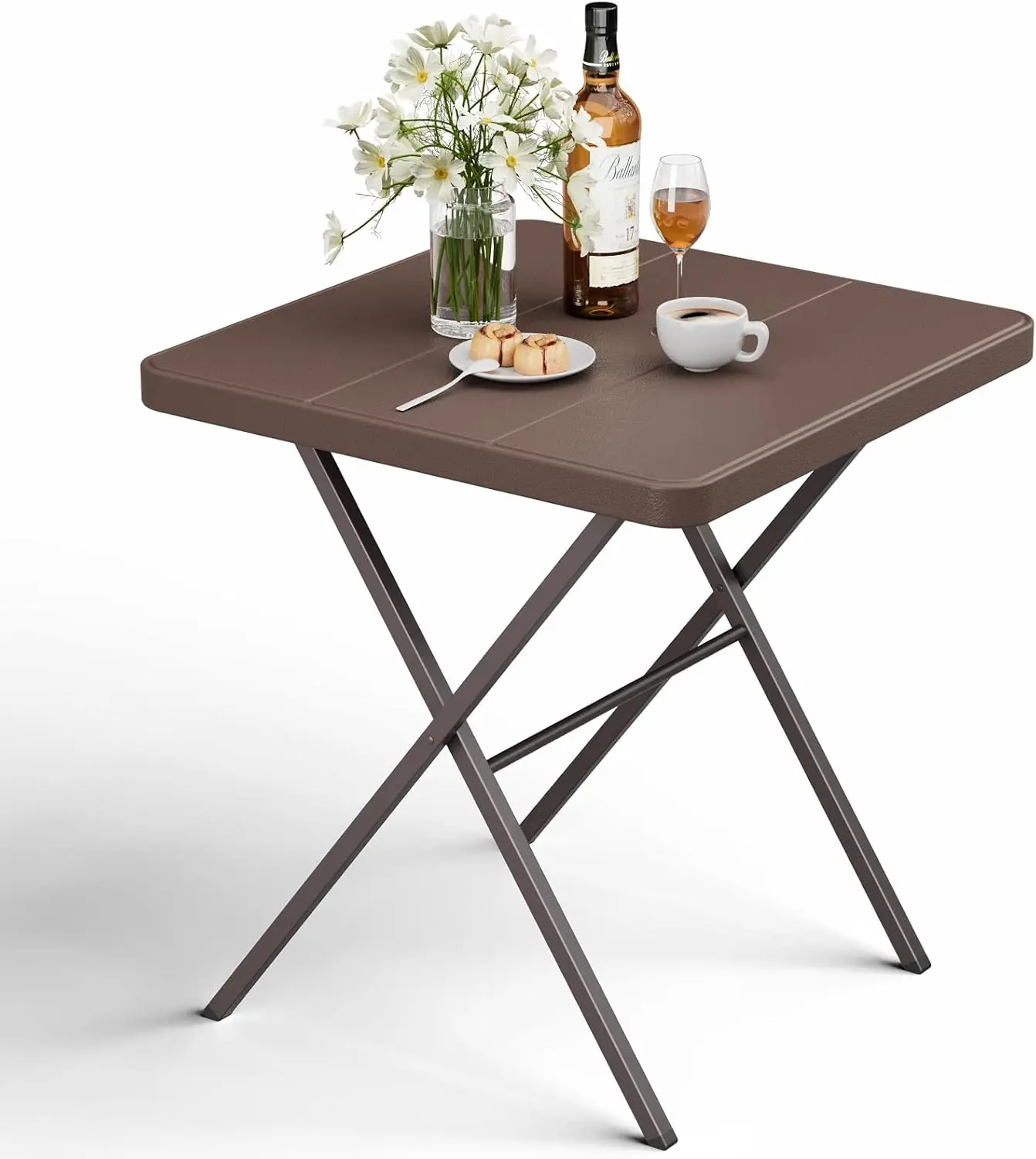 

Foldable Square Table, 400LBS Capacity, Steel Frame, Indoor Outdoor Camping Patio, No Assembly Needed