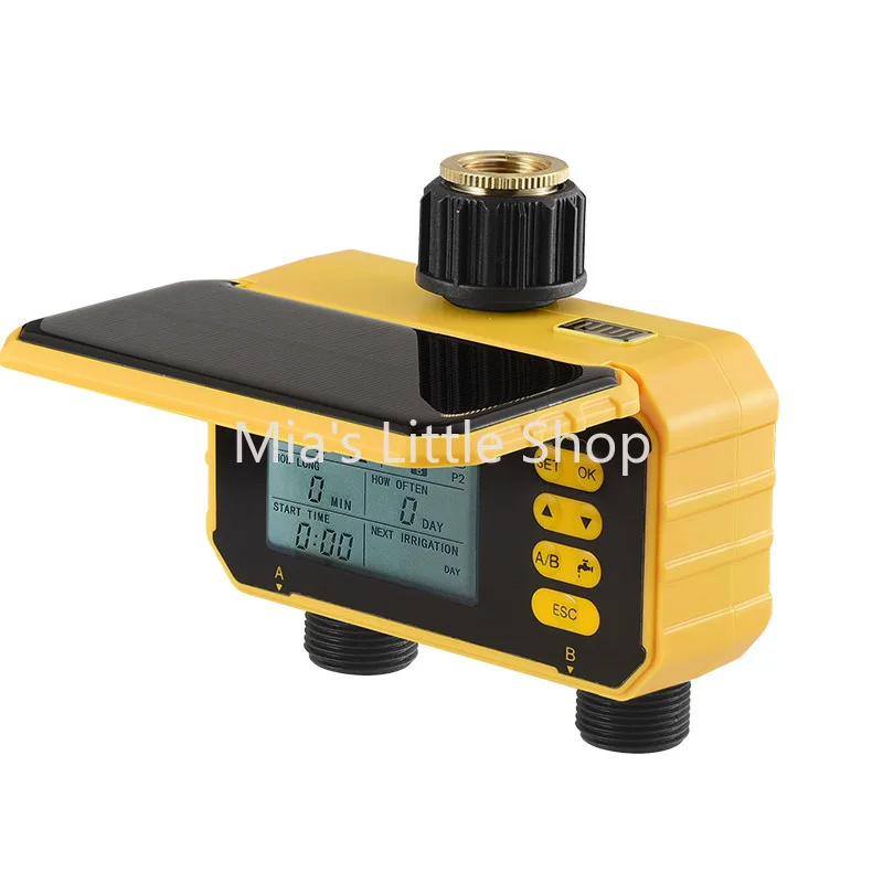 Solar Auto Drip Irrigation Dual Route Timing Watering Device Smart Home Garden Flower Sprinkler