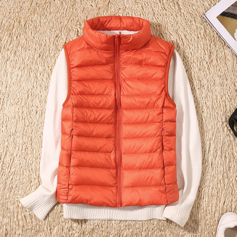 2025 White Duck Down Jacket Women Vest Autumn Winter Sleeveless Waistcoat Warm Lightweight Puffer Jacket Female Tops Outwear 3XL