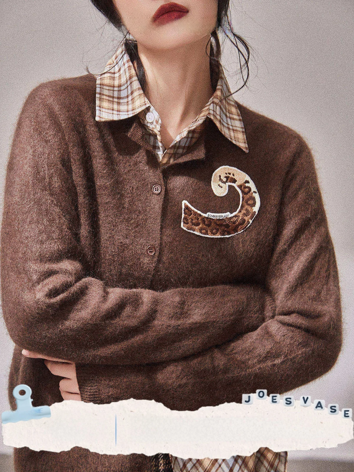 

Brown Loose Women's Sweater Faionable Versatile Autumn New Arrival Lazy Sle Casual Straight Tube Long Sve Knitted Top