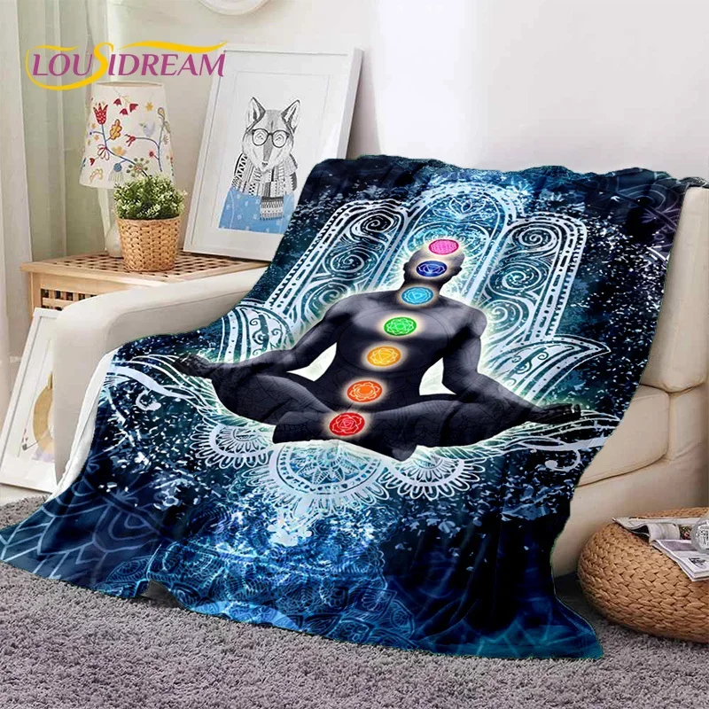 3D Yoga Meditation Rainbow 7 Chakra HD Soft Flannel Blanket for Beds Bedroom Sofa Picnic,Throw Blanket for Outdoors Leisure Gift