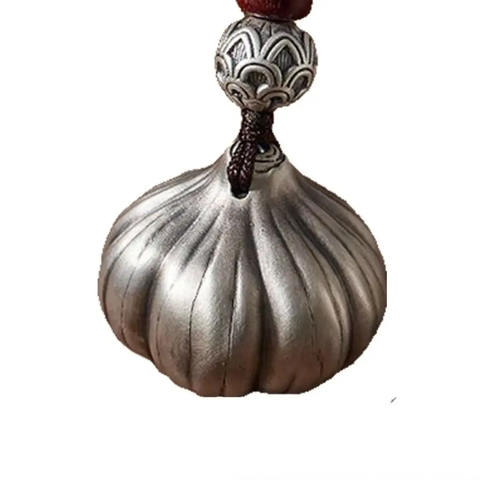 Unique Vintage Style Garlic Pendant Key Rings Rotatable Garlic Circle Charms Necklace Silver Garlic Keychain Women Men