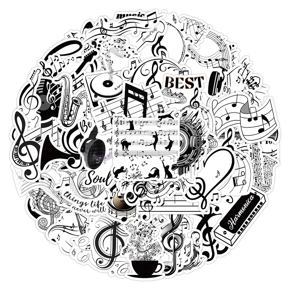 AliExpress GOGOTU 50PCS Black White Music Note Graffiti Sticker DIY Waterproof Piano Phone Case Laptop Guitar Car Bike Wall Graffiti Decals