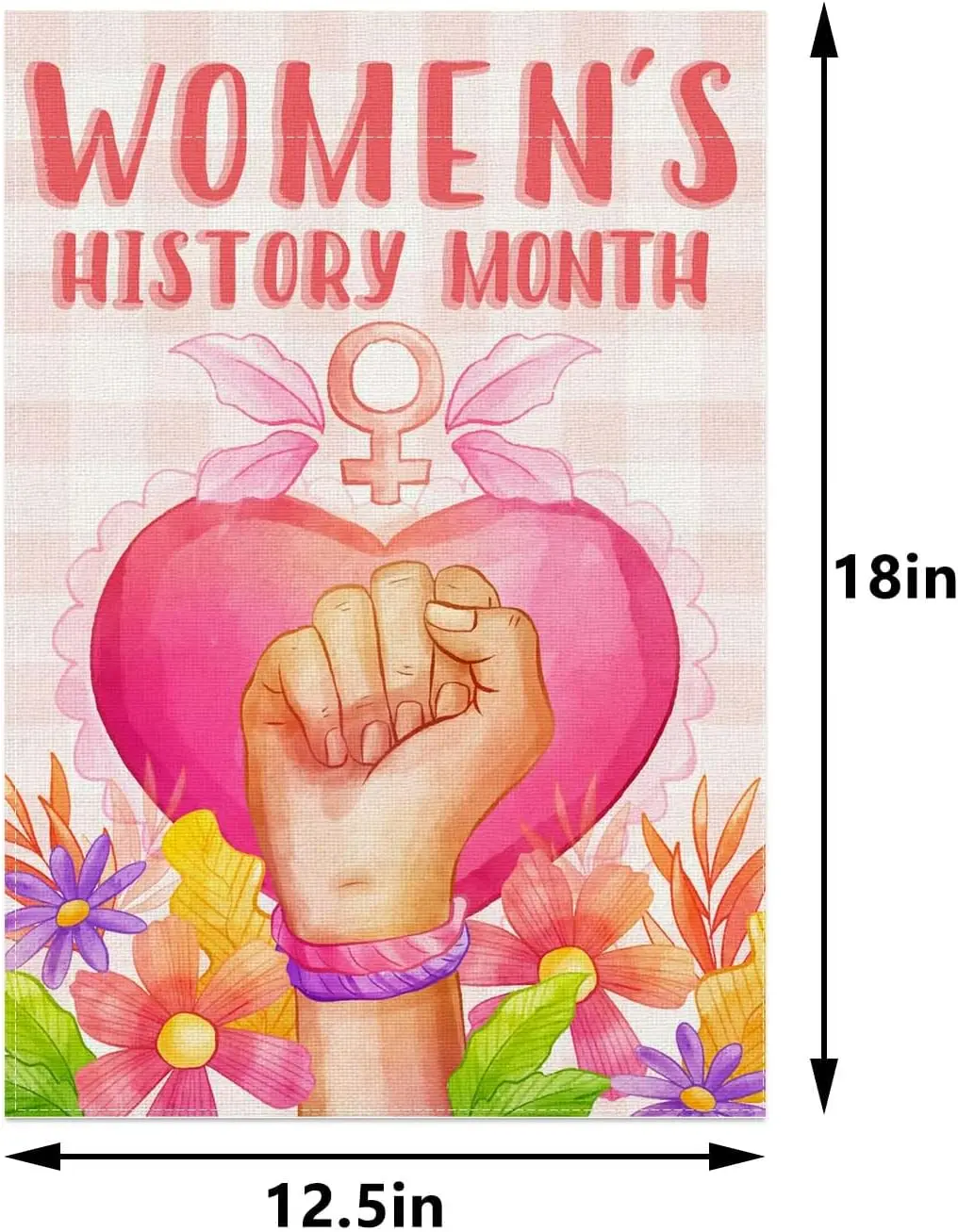 Pink and White Buffalo Check Plaid Women&;s History Month Garden Flag ; International Womens Day Decoration and Supplies for Hom