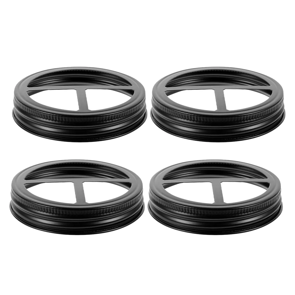 

4Pcs Metal Toothbrush Holder Lid for Wide Mouth Jars Round Cap Fit Mason Jar Bathroom Accessories Storage Canning Jar Ring