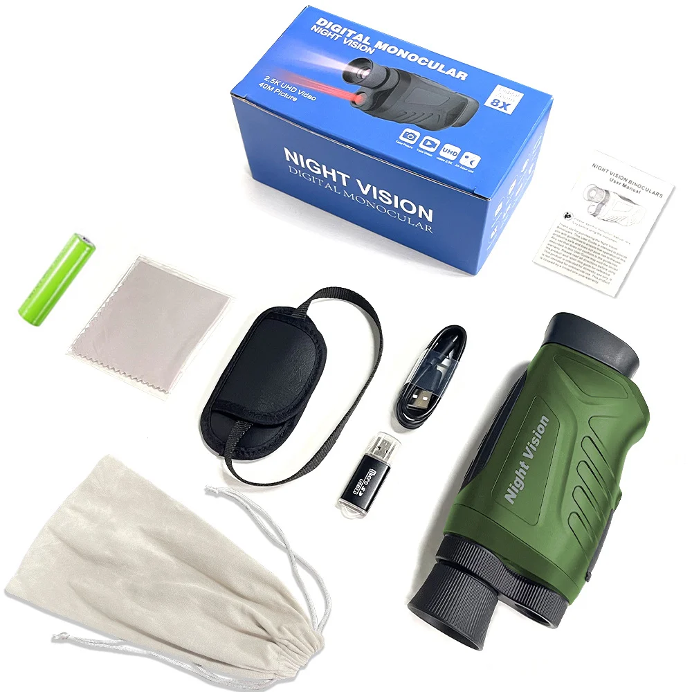 Gafas de visión nocturna DT19, binoculares de 3W/850nm, alcance de visión LED IR, Zoom Digital 8X para caza, Camping, viajes