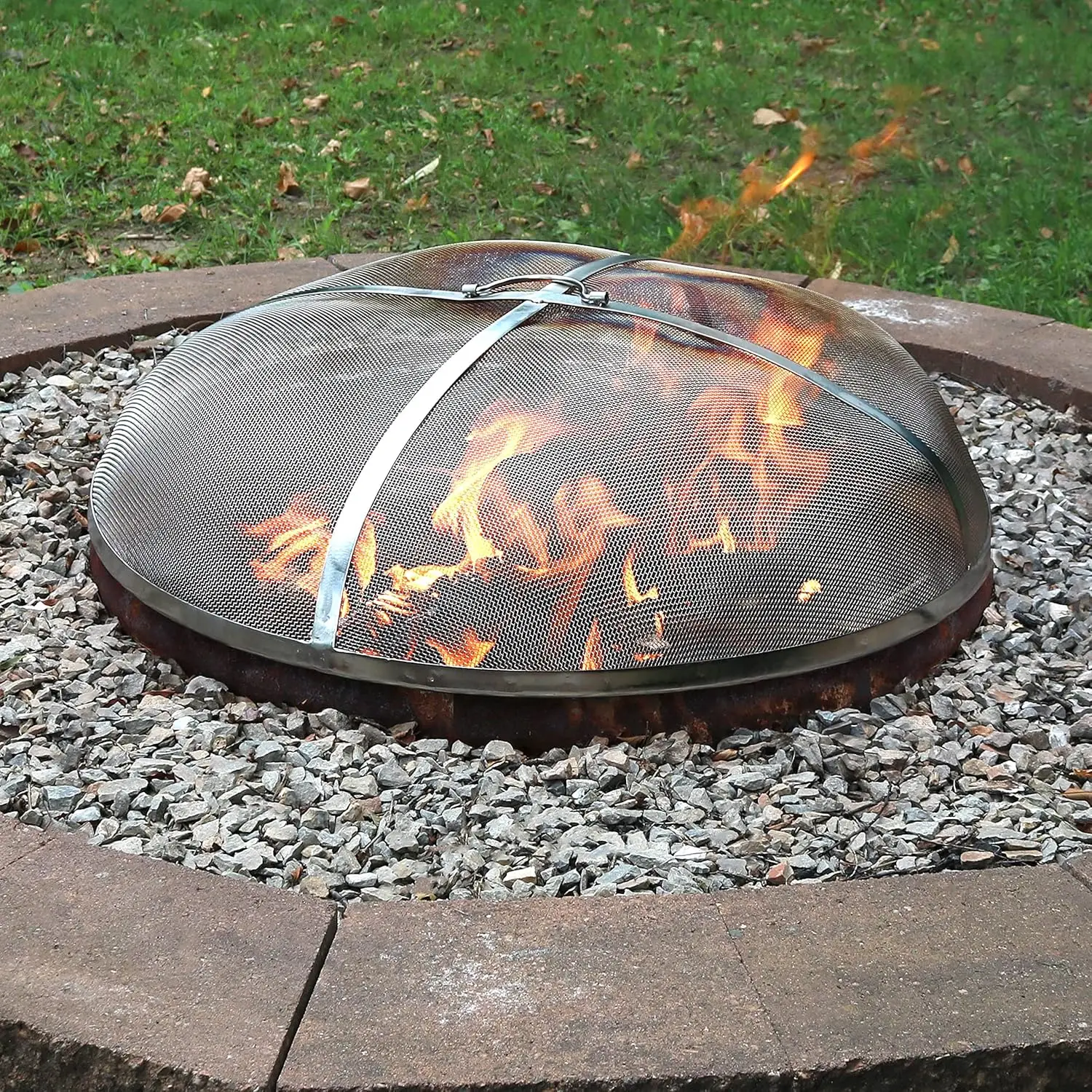 Rust-Resistant Stainless Steel Fire Pit Spark Screen Cover - 36-Inch Diameter