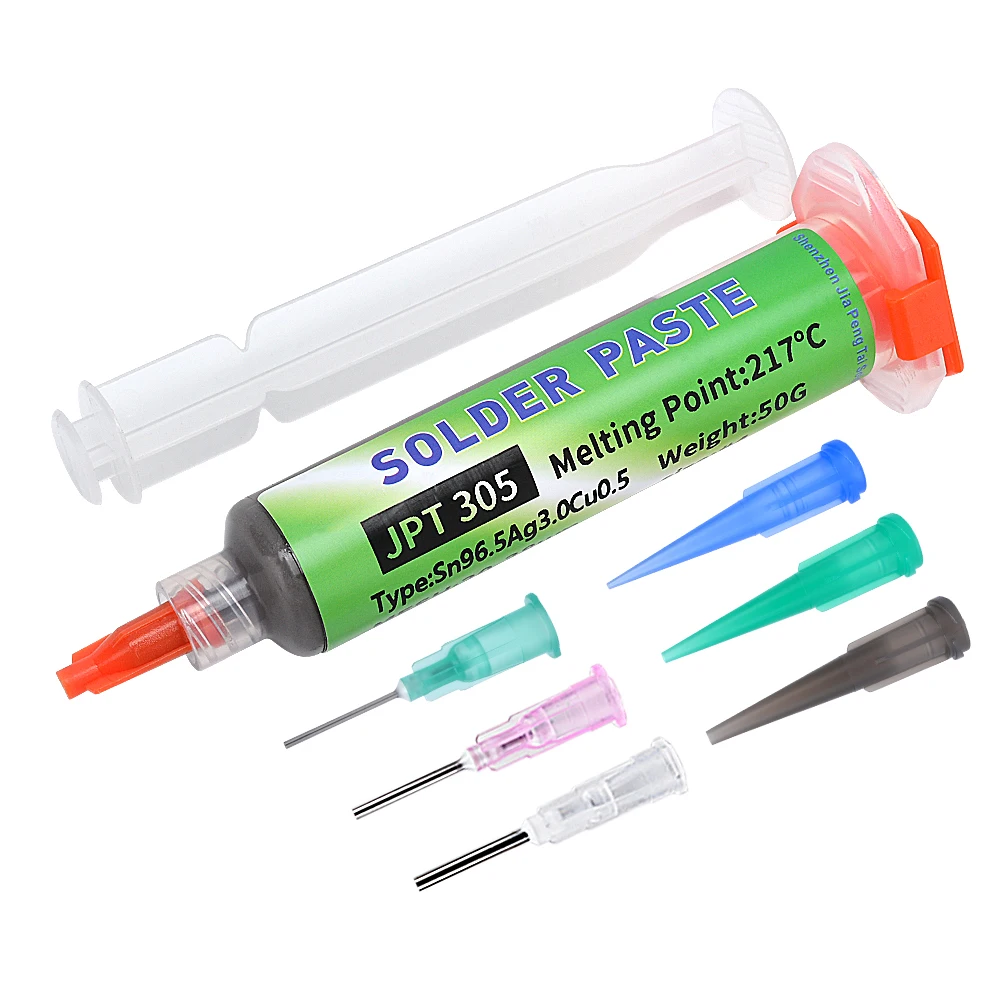217 ℃ Bleifreie Hochtemperatur-Lötpaste Sn96.5Ag3.0Cu0.5 Schmelzpunkt: Verbesserte Leitfähigkeit von Nadelrohren