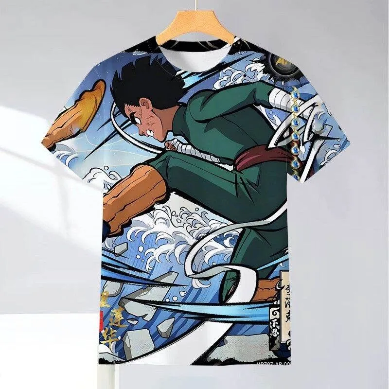 2026 New Anime IP Naruto Rock Lee Gaara Sasuke Ukiyo-e Style 3D All-over Print T-Shirt Summer Breathable Unisex Short-Sleeve Top view 3