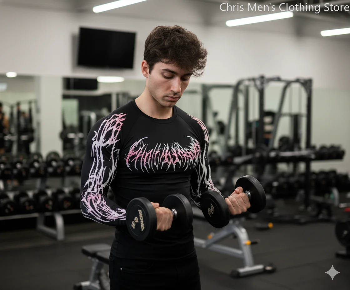 قميص ضغط الصالة الرياضية عالي الجودة للرجال، قميص فتل الرطوبة سريع الجفاف، تي شيرت رياضي بقصة ضيقة مطبوع حسب الطلب للتمرين