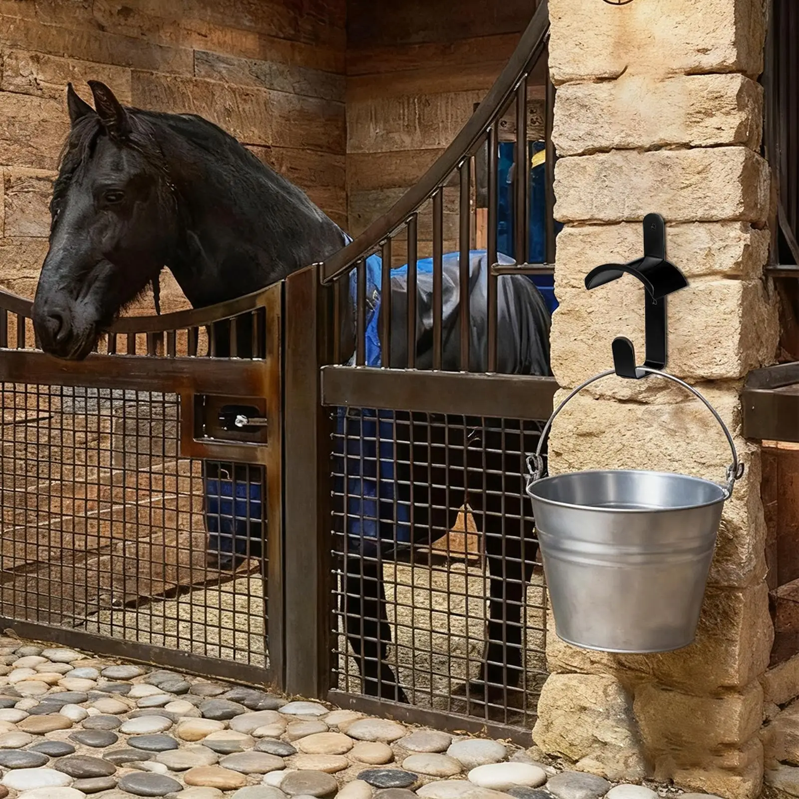 Bridle Hooks 2 قطع معدات الفروسية المنظم شماعات حامل اللجام المعدني لركوب الخيل في مركز التدريب اليدوي المستقر #2