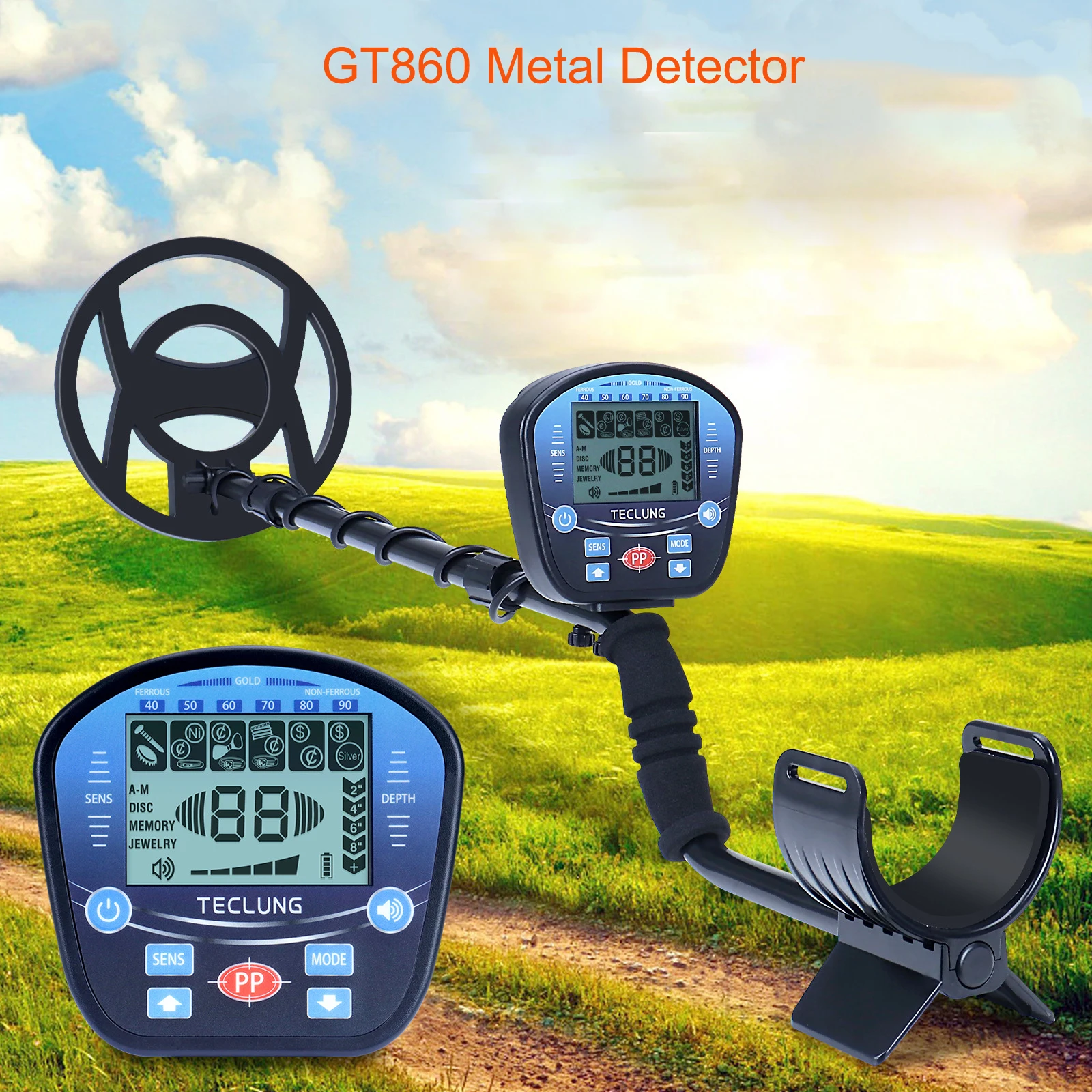 GT860 Underground Metal Detector Gold Finder Gold Detector Large LED Display Waterproof Gold Digger Treasure Hunter