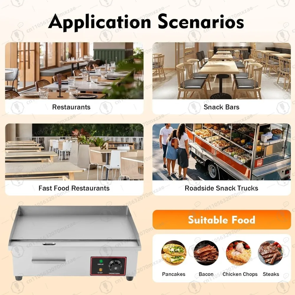 شواية تجارية من الدرجة الاحترافية مقاس 21.5 بوصة، شواية مسطحة من الفولاذ المقاوم للصدأ بقدرة 3000 وات مع تحكم دقيق في درجة الحرارة #5
