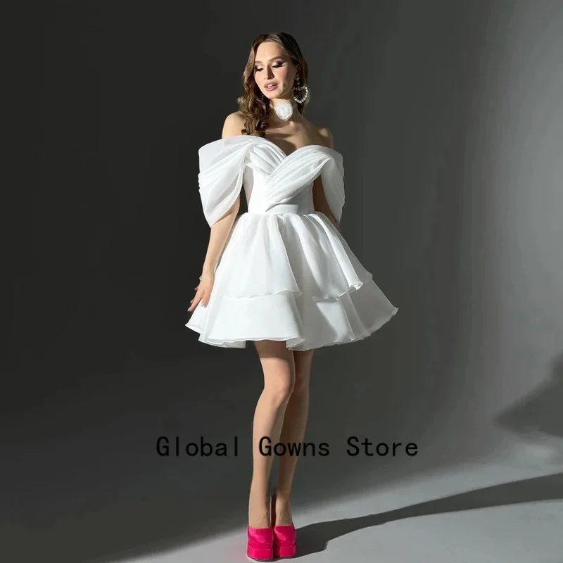 Simple Mini Homecoming Dresses Lacing Up Off the Shoulder V-Neck Pleat Vestidos De Gala Personalized Customized
