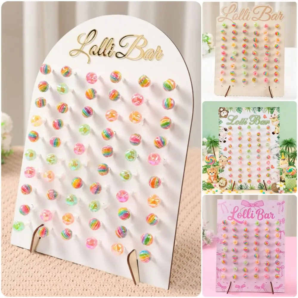 Wood Lolli Bar Rack Arched Design Desktop Display Lolli Display Rack Decorative Holder Multicolor Lollipop Holder