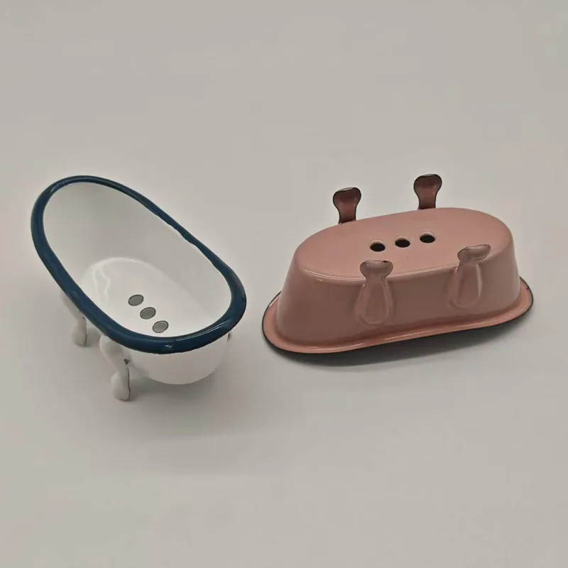 Enameled Footed Soap Box Bathtub-style Soap Storage Box with Leakage Hole