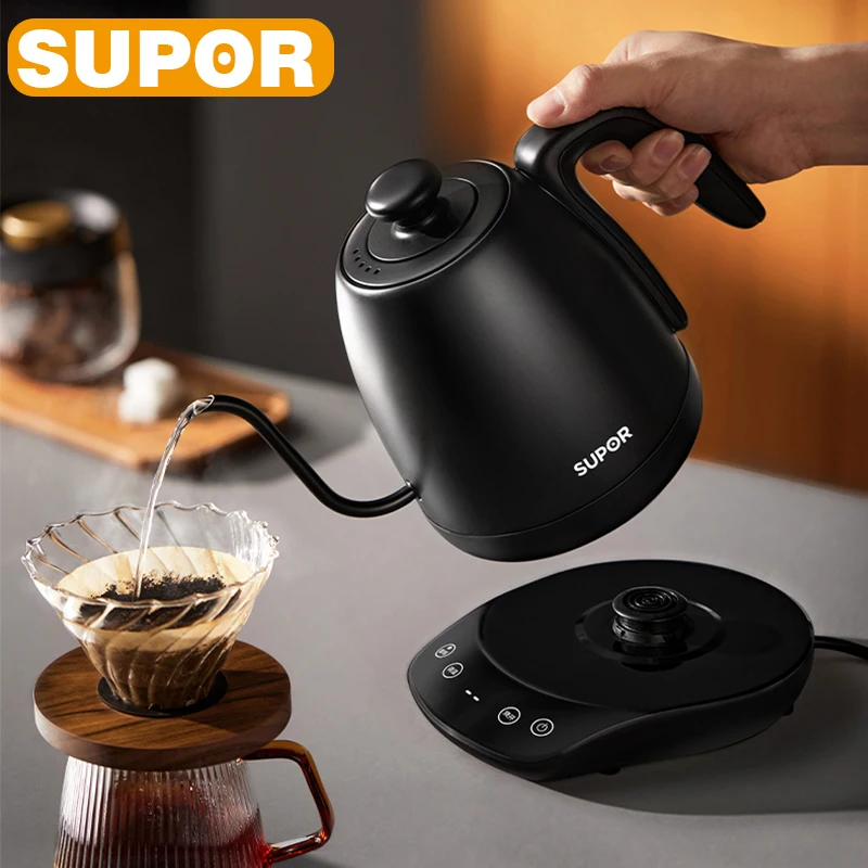 

SUPOR Electric Kettle STRIX Thermostat Gooseneck Teapot 1000W Insulation Stainless Steel Pour Over Coffee Pot Home Kitchen 1L