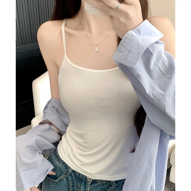 Women Viscose Tank Top Sleeveless Slim Fit Macaron Color Sexy Summer Spring Fall Camisole Vest Inner Outer Wear