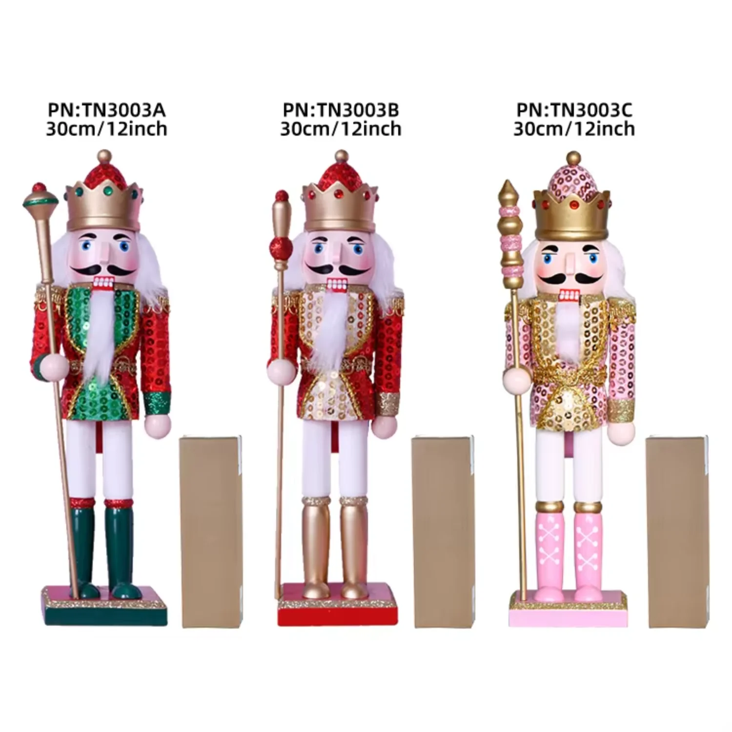 

Hot Selling Handmade Classic 12 Inch Wooden Christmas Nutcracker for Xmas Decoration