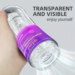 Male Masturbator Cup Soft Silicone Pussy Transparent Vagina Adult Goods Endurance Exercise Vacuum Pocket Cup for Adults Sex Toys