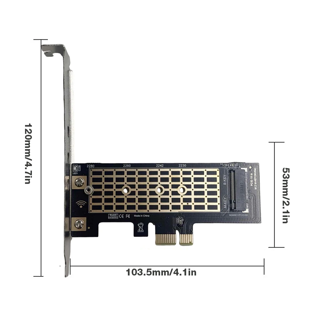 Scheda Adattatore M.2 NVME a PCIe 3.0 X1 8Gbps, Scheda di Espansione SSD PCIE X1, Adattatore M.2 NVME a PCIe 3.0 X1 per PC Desktop