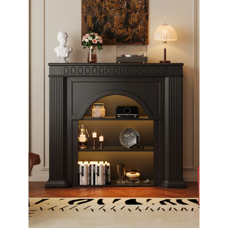 

French fireplace cabinet, living room porch cabinet, dining side cabinet, American retro solid wood, black fireplace decorative