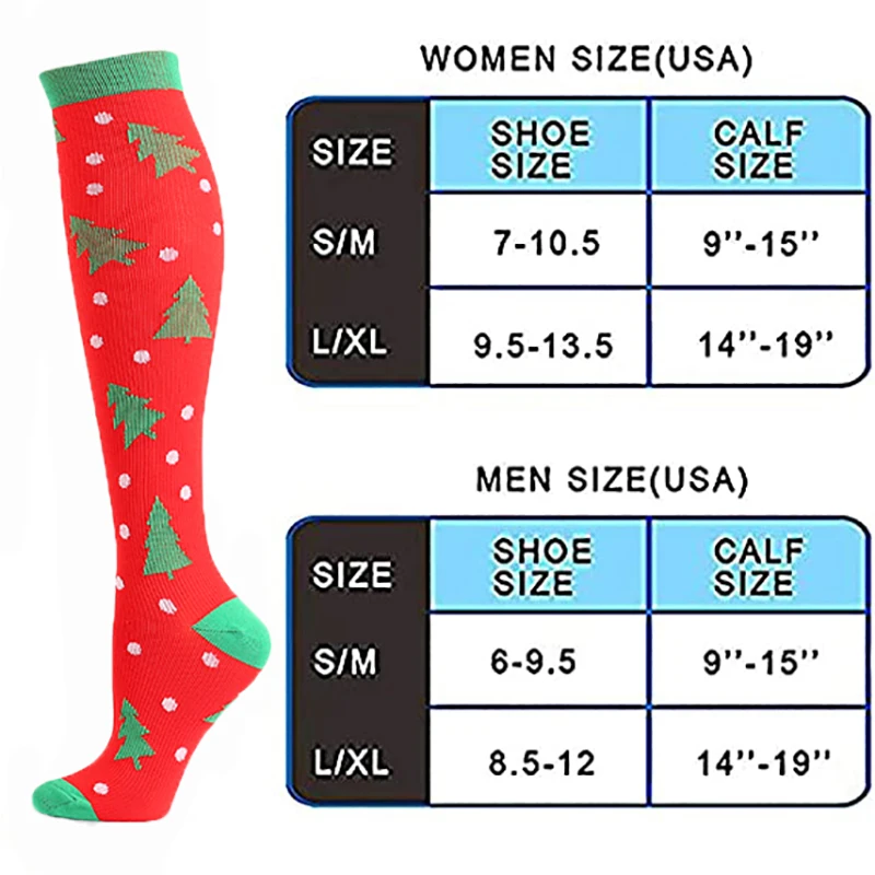 2023New  Christmas Compression Stockings Relieve Leg Muscle Fatigue Christmas Themed Cartoon Compression Women Men Stockings