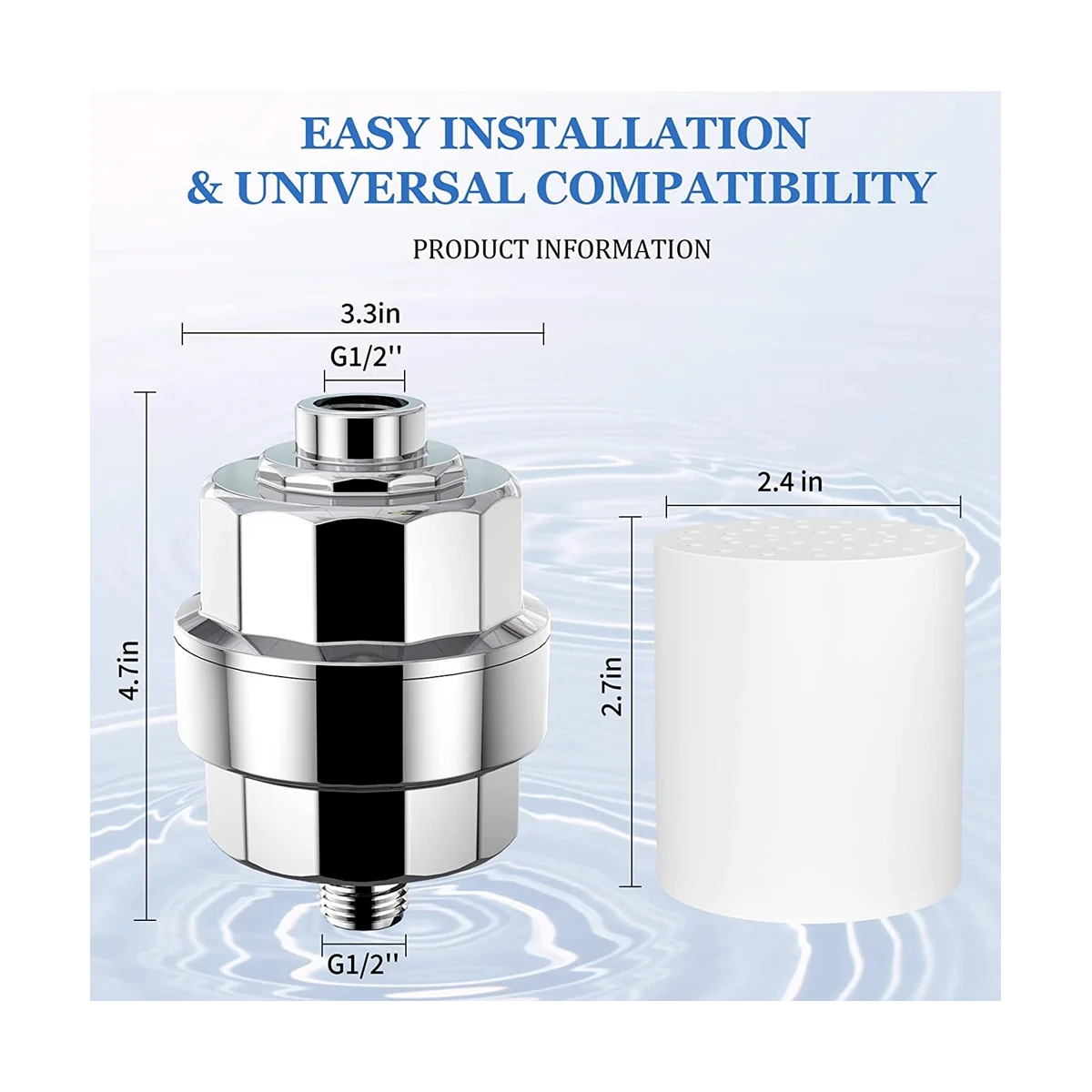 硬水用シャワーヘッドフィルター,20ステージシャワーフィルター,3つの交換可能なフィルター,ファン