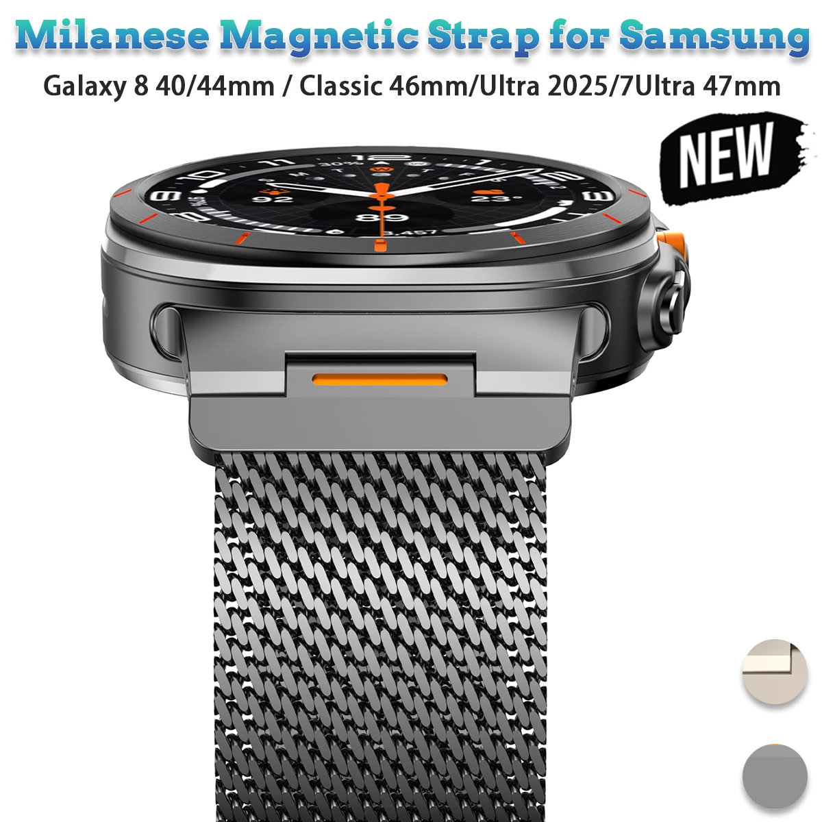 

Milanese Magnetic Strap for Samsung Galaxy 8 40/44mm / Classic 46mm Clasp for GALAXY Watch Ultra 2025 7Ultra Replacement Band