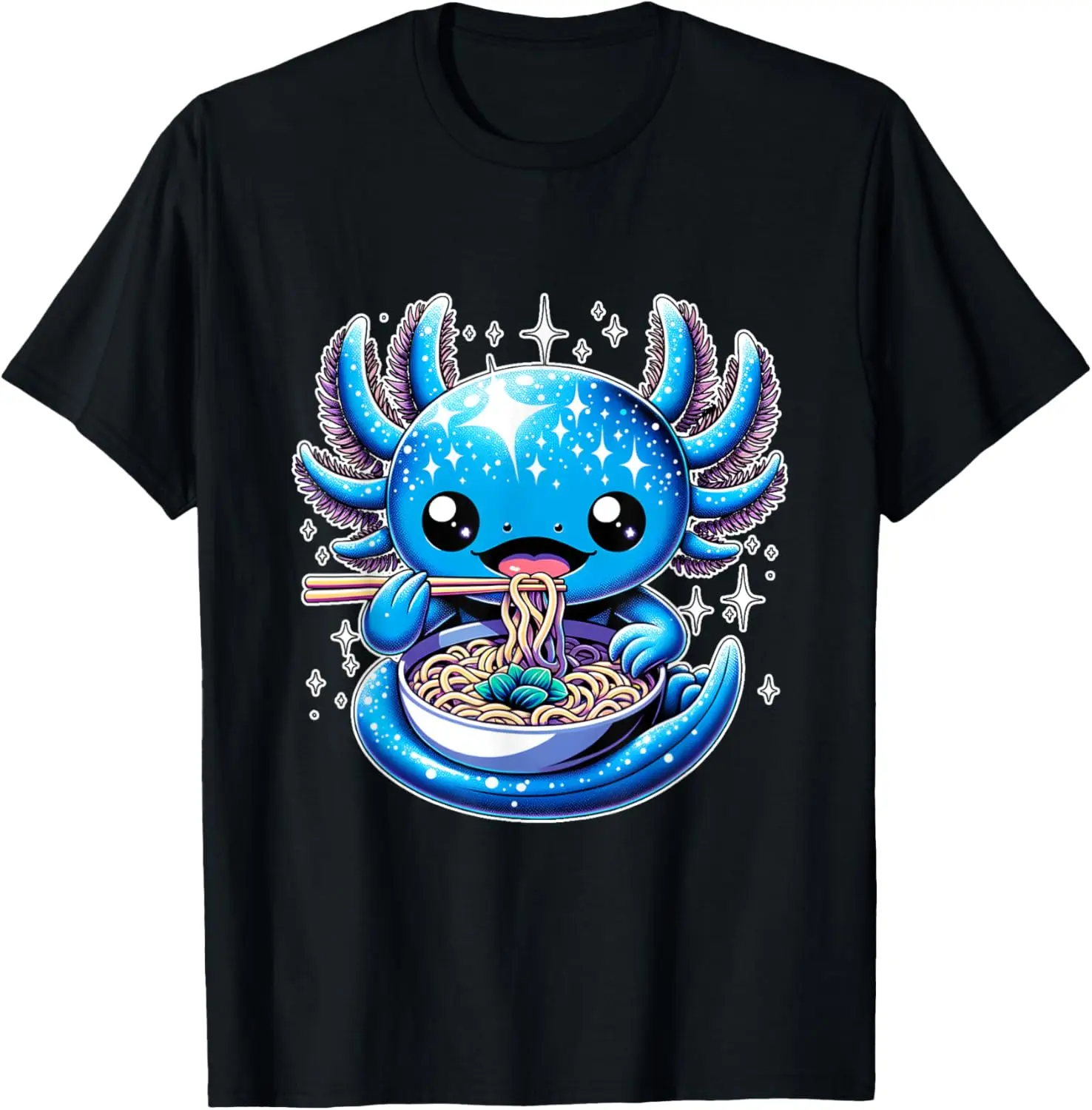 

kawaii axolotl eating ramen noodles anime T-Shirt