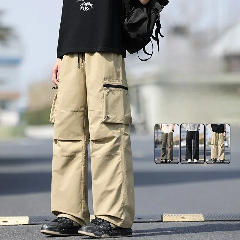 Streetwear Man's Baggy Cargo Pants Summer Outdoor Hiking Jogging Trousers Casual Work Pants Khaki Tactical Fishing Overalls Male