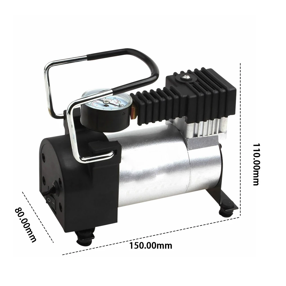 12V 150psi Heavy Duty Deluxe Portable Metal Air Compressor With Pressure Gauge Car Tyre Inflator Cigarette Lighter Socket ﻿