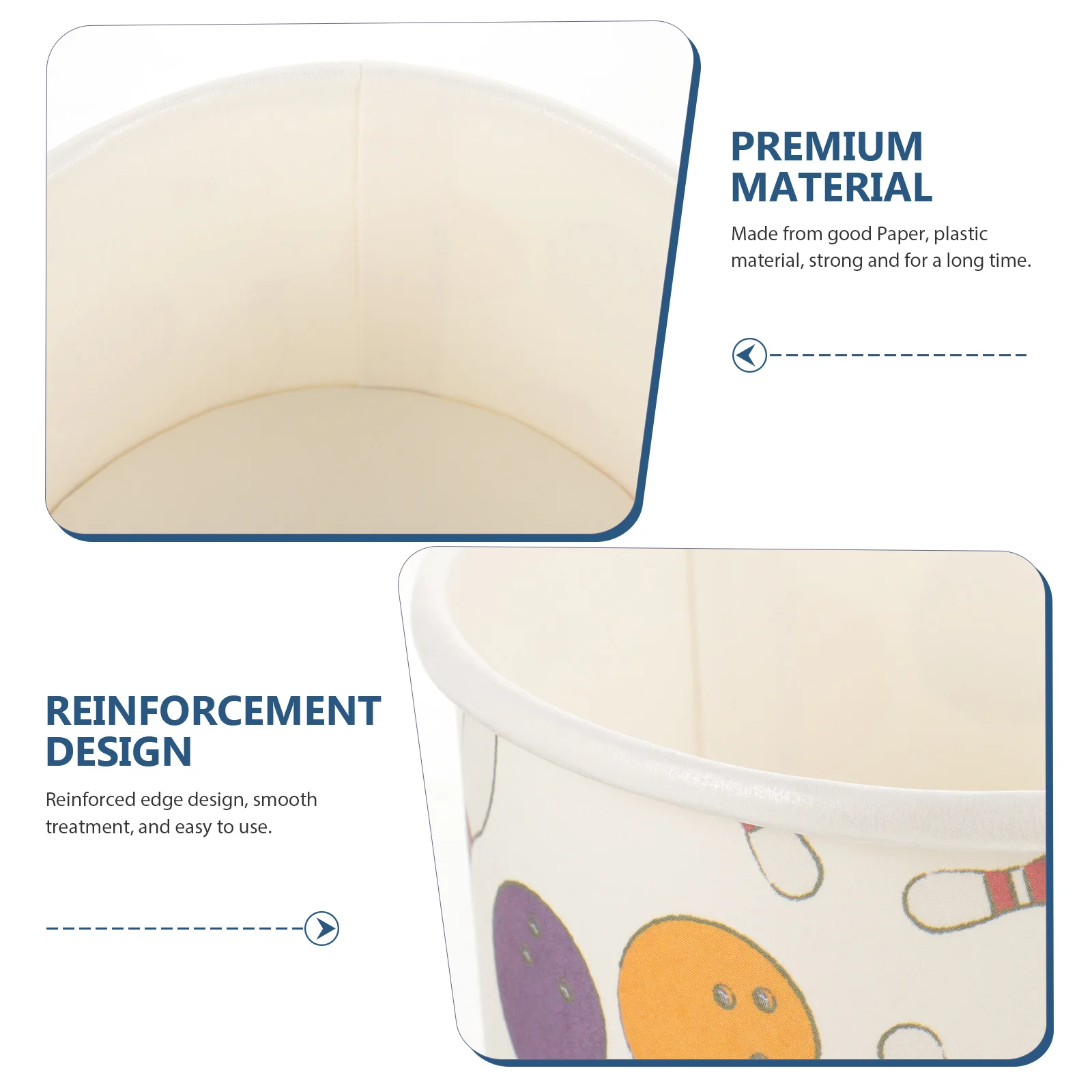 

50Pcs Disposable Paper Cups for Ice Cream Dessert Serving Strong Sturdy Cups Ideal for Parties Catering Camping Use