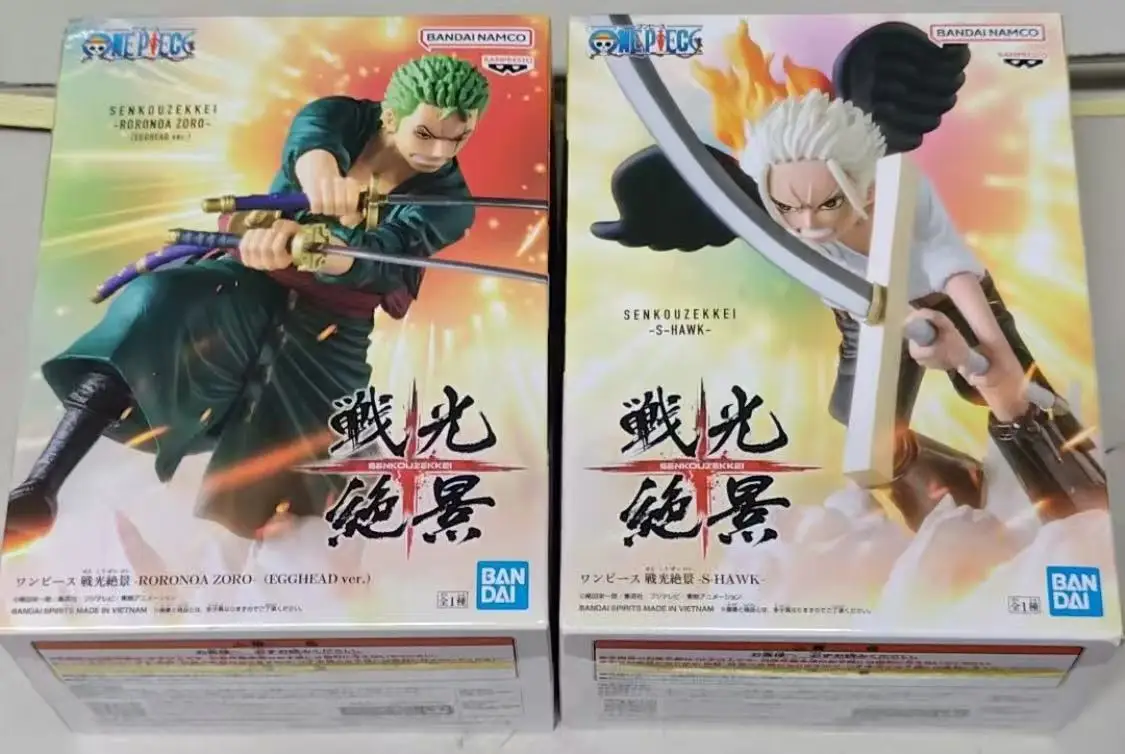 Original Bandai BANPRESTO One Piece Roronoa Zoro & S Hawk Senkou Zekkei Figure Anime Action Model Collectible Toys Gift