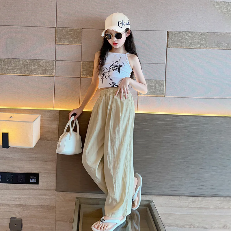 سراويل ياماموتو للبنات صيف 2024New سراويل واسعة الساق من الحرير الجليدي للأطفال للفتيات، سراويل كبيرة مضادة للبعوض، صيفية للشمس #2