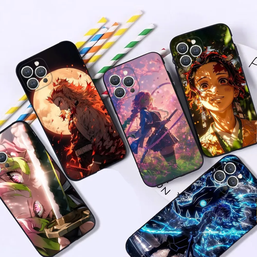 Anime D-Demon Slayer   Phone Case For iPhone 16,15,14,13,12,Pro,Max,11,7,8,Plus,XR,XS Max Shockproof Silicone Soft Shell