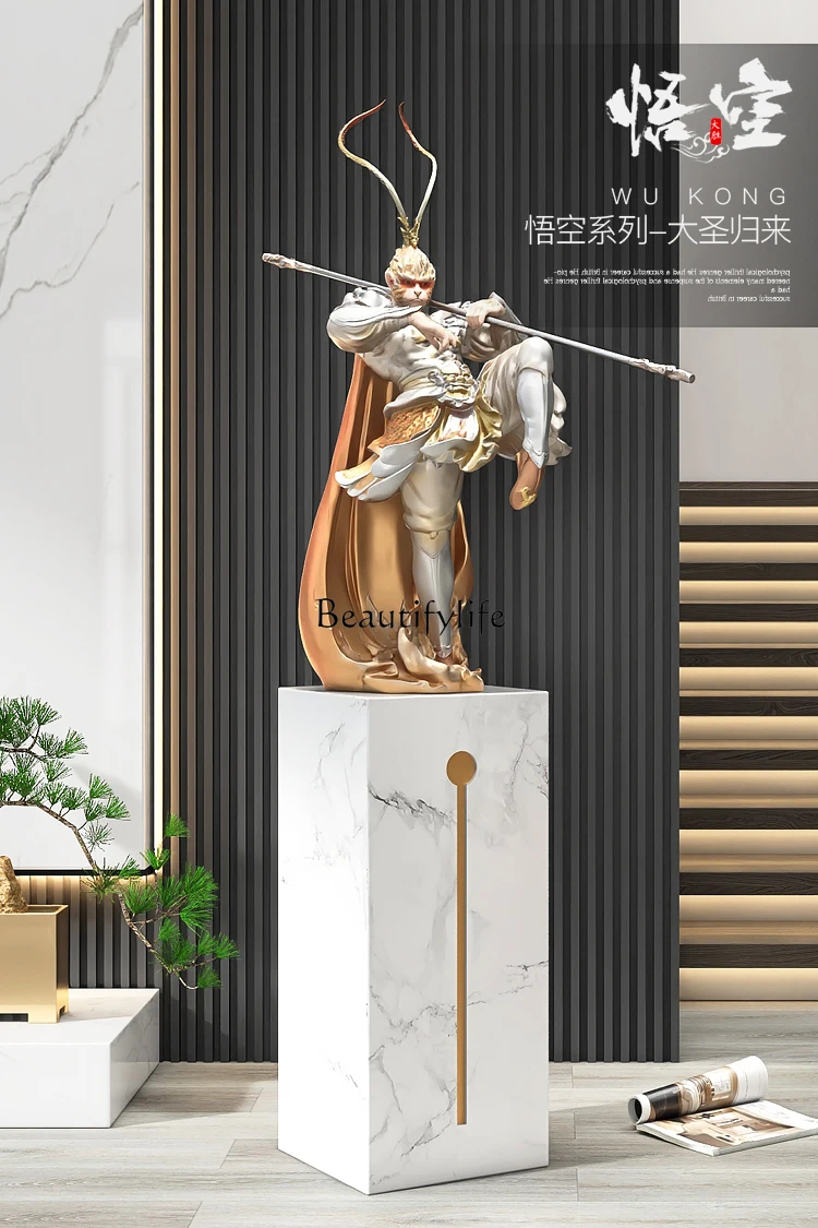 Sun Wukong living room human-shaped floor ornament fights against Buddha marble sculpture