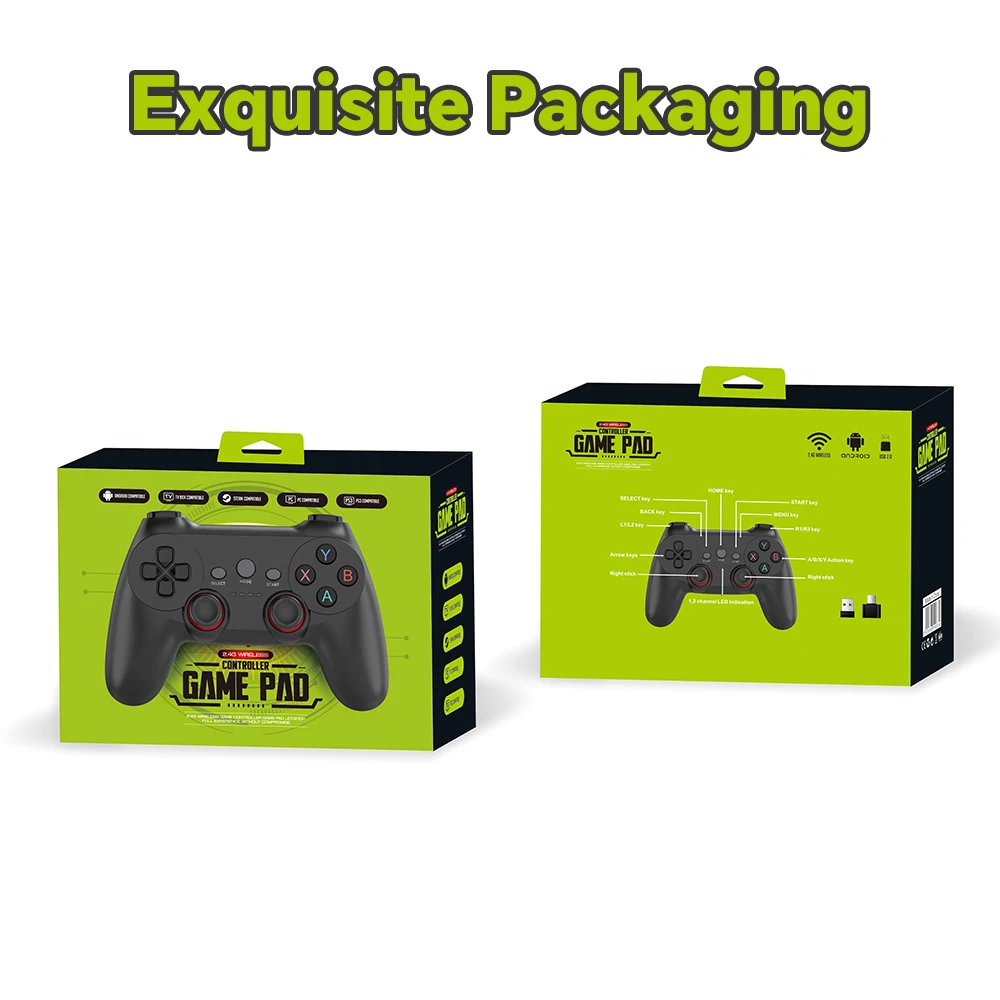 New 2.4G Wireless Controller for Windows PC/Laptop/PS3/Android TV/Phone/Retro Game Consoles White/Black Stable Connection No Lag