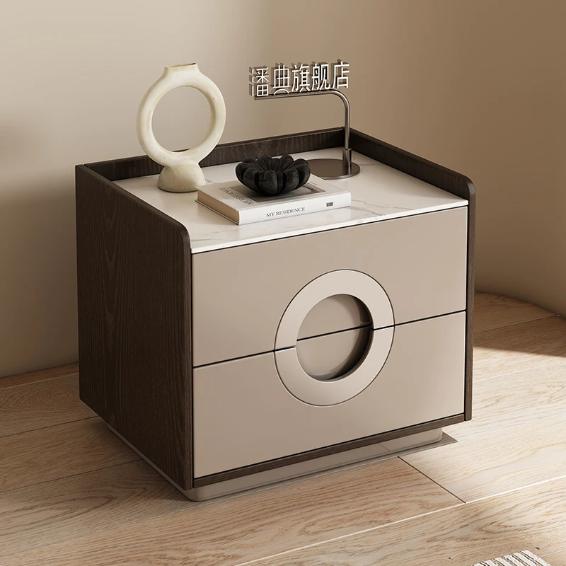Trendy Vintage Night Table Drawers Italian Modern Bedroom Luxury Bedside Table Simple Storage Mesa De Noche Bedroom Furniture