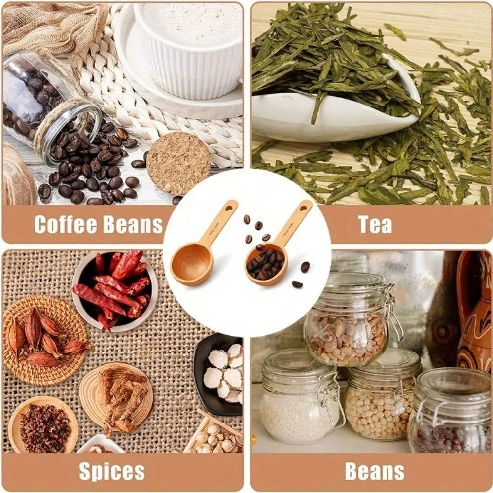 Beech/Walnut Wooden Measuring Spoon 7.5/10/15/20/30/45ML Multipurpose Kitchen Soup Spoons Coffee Tea Sugar Spice Spoon Sugar