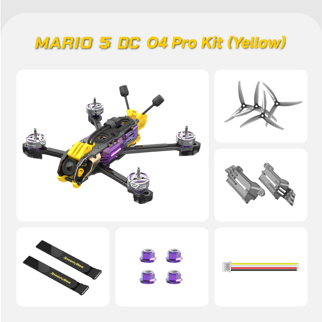 SpeedyBee Mario 5 DC / XH 5 pouces FPV Freestyle Drone Quadcopter - Kits d'alimentation WTFPV / O4 Pro