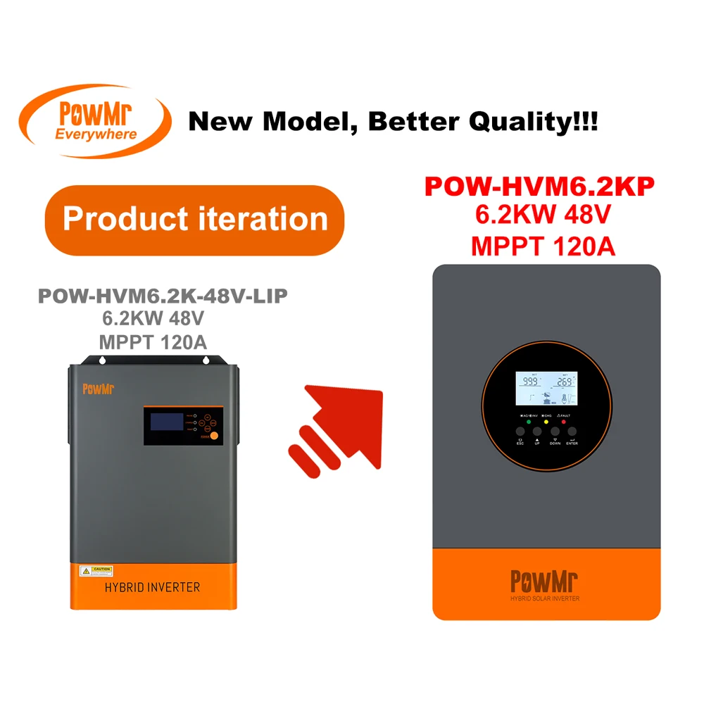 PowMr 12.4KW Hybrid Solar Inverter 48V to 220VAC/380VAC Three-Phase With 120A MPPT Solar Charge Controller Can Parallel 12 Units