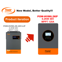 PowMr 6.2KW Hybrid Solar Inverter 48V to 220V 380V Pure Sine Wave Build in 120A Solar Controller PV 500VDC Can Parallel 12 Units