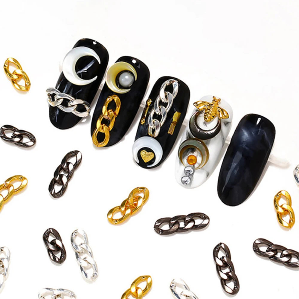 

20 шт., металлические цепочки для украшения ногтей, 4 мм