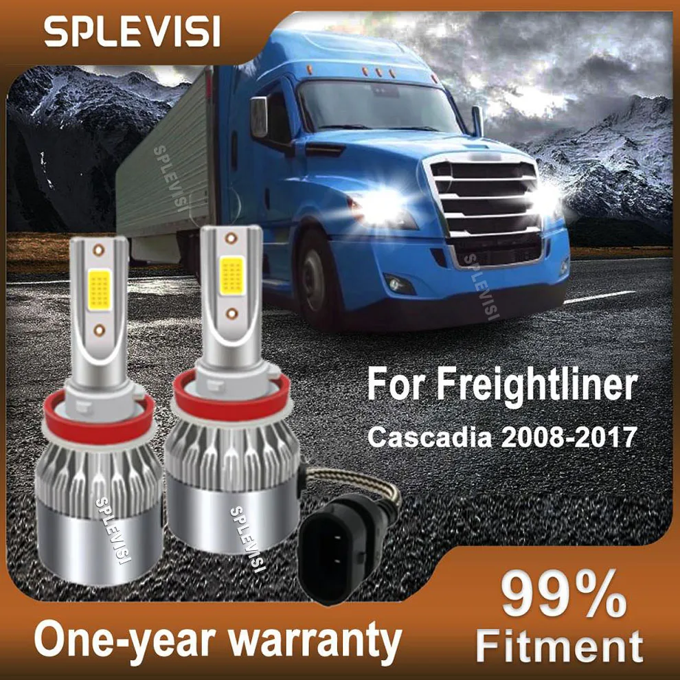 

2x Car LED Headlight High/Low Beam Bulbs 6000K White For Freightliner Cascadia 2008-2017 2009 2010 2011 2012 2013 2014 2015 2016