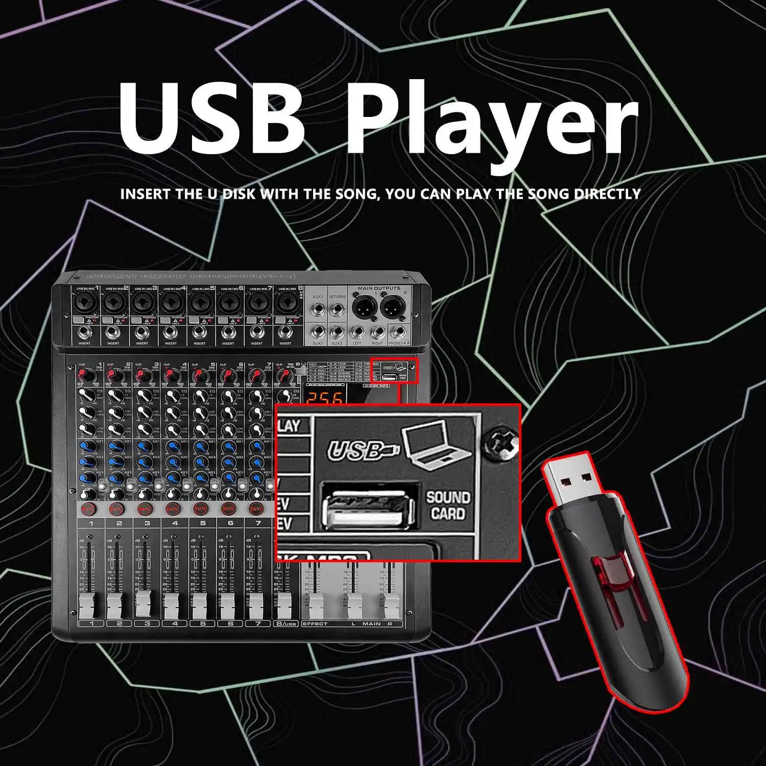 وحدة تحكم دي جي بتأثير تردد ، خلاط USB لكاريوكي ، أداء مسرحي احترافي ، ondro ، DSP ، BT ، 8 قنوات