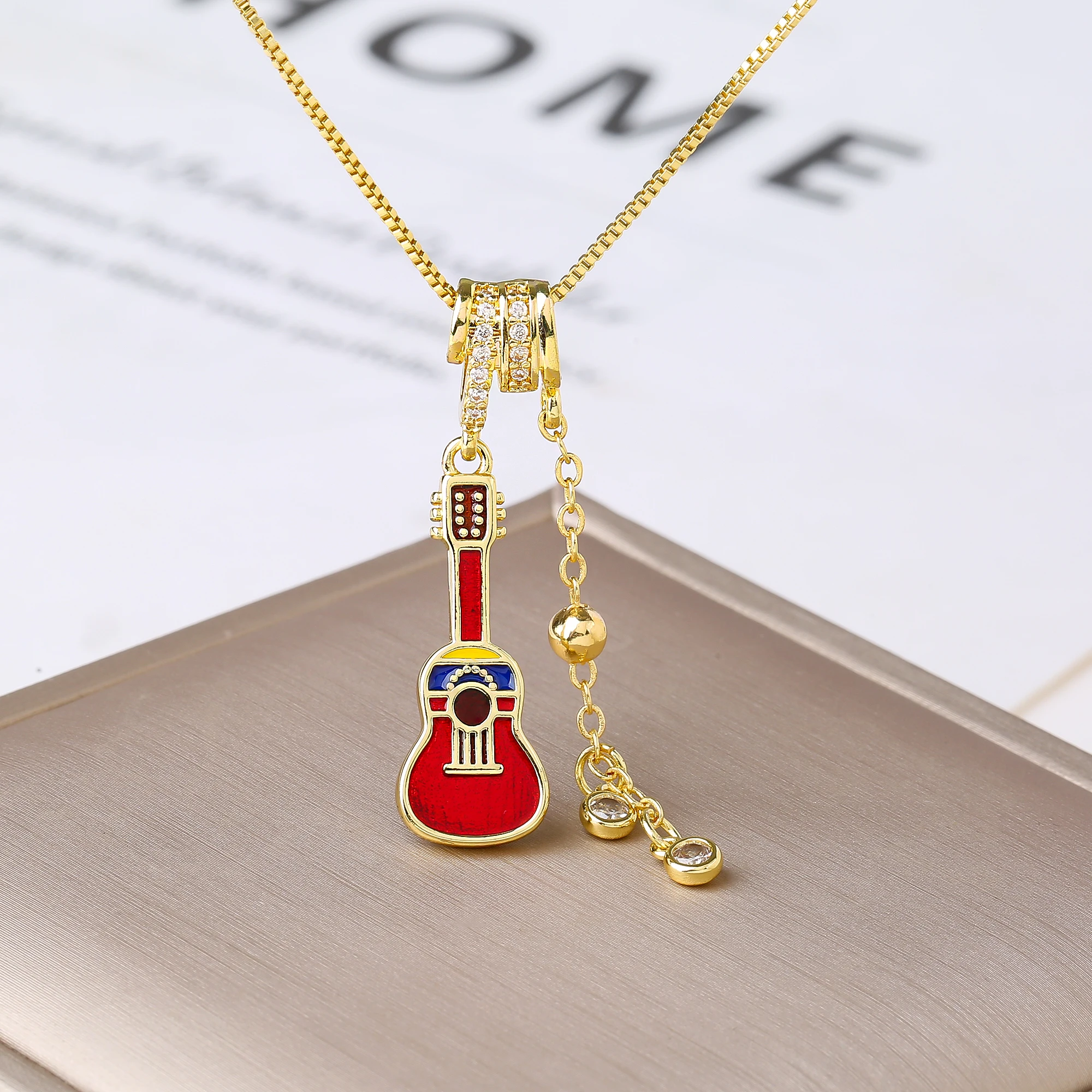 Women Fashion Multistyle Colombia Venezuela Flag Enamel Tie Guitar Parrot Map Tassel Necklace Souvenir Anniversary Neck Jewelry