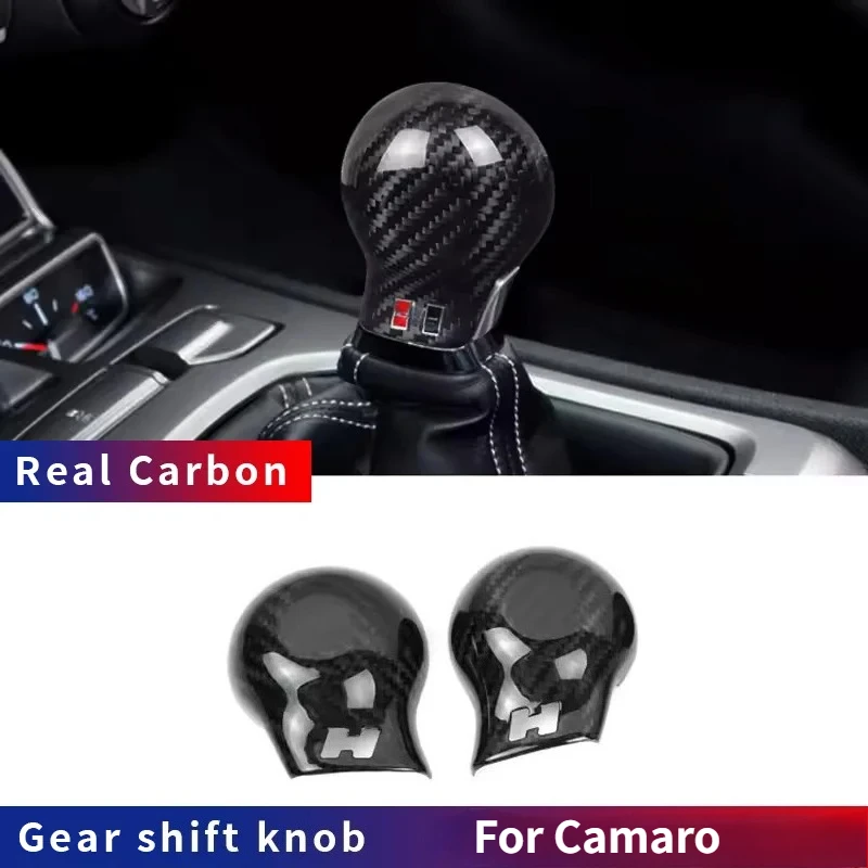 

For Chevrolet Camaro Real Dry Carbon Fiber 2010 - 2015 Gear Shift Knob Cover Stickers Manual Gear Knob Modification Design